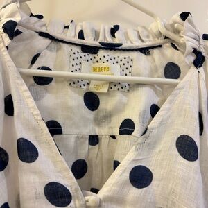 Anthropology Maeve Linen Polka Dot Blouse